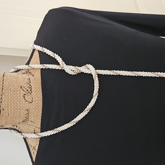 Faux Pearl Lariat Rope Cord Open End Necklace. - Picture 9 of 10